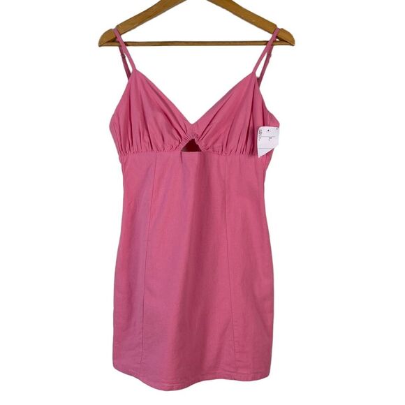 Bershka Barbiecore Cutout Mini Dress‎ Small NEW Cotton Sleeveless Y2K Babydoll - Picture 1 of 12